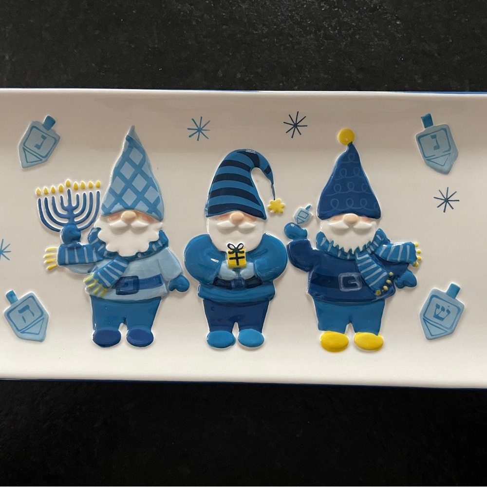 Hanukkah Holiday Ceramic Tray-great for chocolate gelt, desserts, or more!